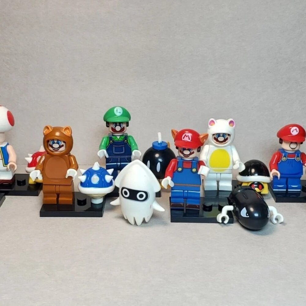 Custom Printed MOC Super Mario Bros Videogame Minifigures 8 Pack